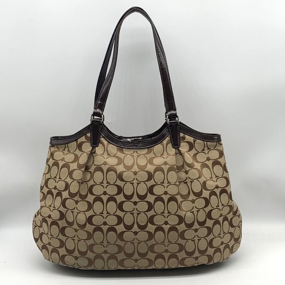 Coach Signature Khaki Canvas Devin Shoulder Bag F28503 - Picture 2 of 12